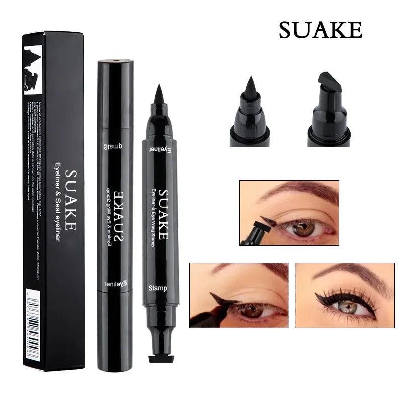 Black Seal 2-In-1 Stamp Liquid Eyeliner Pencil - Water Resistant Fast Drying Double-ended Eye Liner Pen for Women - Long-lasting and Waterproof Formula  ourlum.com   