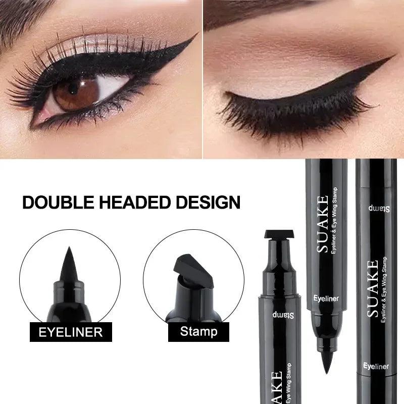 Black Seal 2-In-1 Stamp Liquid Eyeliner Pencil - Water Resistant Fast Drying Double-ended Eye Liner Pen for Women - Long-lasting and Waterproof Formula  ourlum.com   