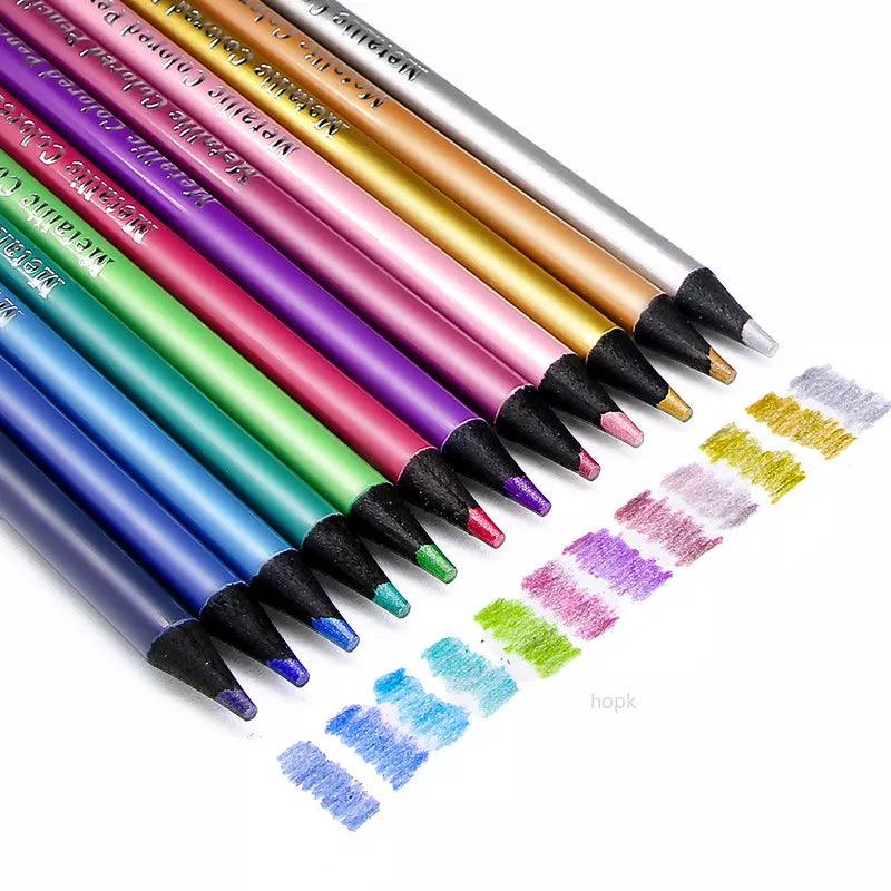 Metallic Colored Pencils Set - 12 Vibrant Colors for Artists  ourlum.com   