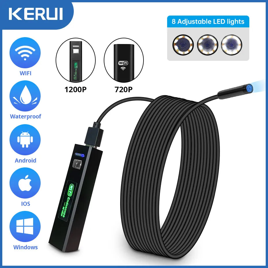 1200P WiFi Waterproof Inspection Camera: High Res Snake Mini for Car  ourlum.com 1200P hard Cable Poland 1m