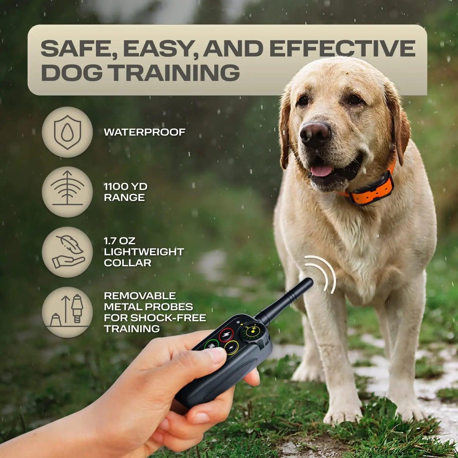 Ultimate 1000m Waterproof Electric Dog Training Collar with Remote Control for All Size Dogs - Shock Vibration Sound  ourlum.com   
