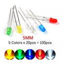 LED Diodes Assorted Kit - White, Green, Red, Blue, Yellow - 100/500 PCS  ourlum.com 5colour 5mm  100pcs  