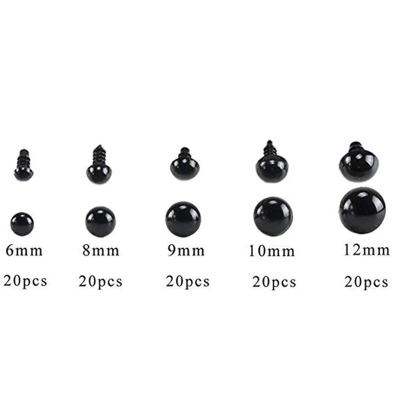 Enhance your Handmade Creations with 100pcs 6-12mm Black Plastic Safety Eyes  ourlum.com   