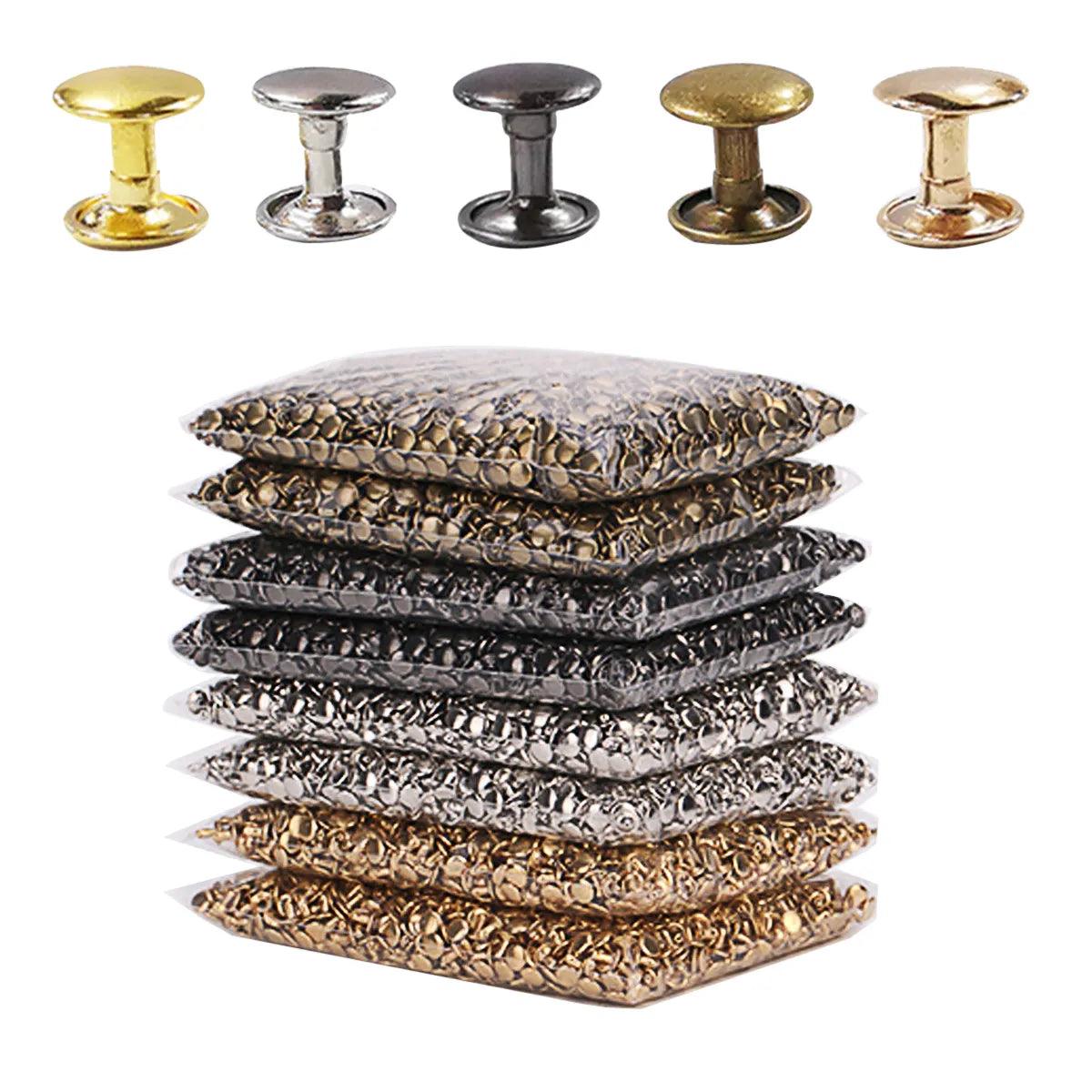 Metal Double Cap Rivets Set with Multiple Sizes and Finishes for Leather Craft and Garment Decoration  ourlum.com   