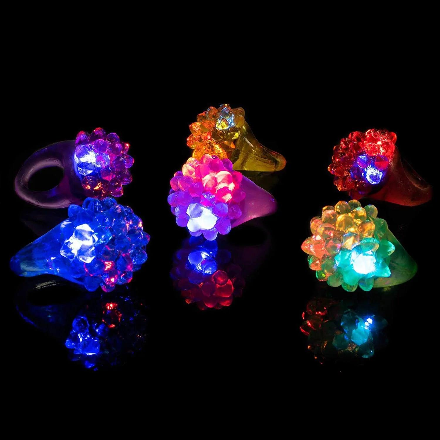 LED Glow Rings - Set of 10/20/30/40/50/60 Light-Up Luminous Party Favor Toys with Flashing Lights for Dark Parties  ourlum.com   