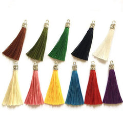 Silk Tassel Earrings Kit with Silver Caps for DIY Jewelry Making