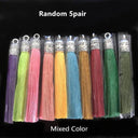 Small Silk Tassel Earrings DIY Jewelry Making Kit with Silver Caps  ourlum.com mix color 10 Pcs 