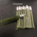 Small Silk Tassel Earrings DIY Jewelry Making Kit with Silver Caps  ourlum.com color 19 10 Pcs 