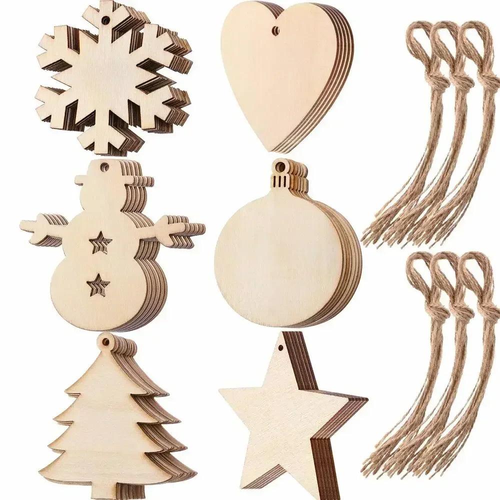 Bulk Pack of 10 Wooden Christmas Ornaments with Holes - DIY Crafts and Decorations  ourlum.com   