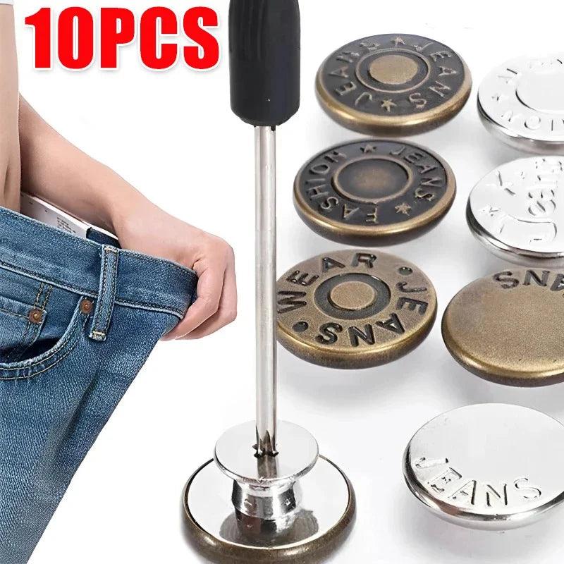 Metal Jeans Button Repair Kit with Nailless Removable Buttons - Set of 10  ourlum.com   