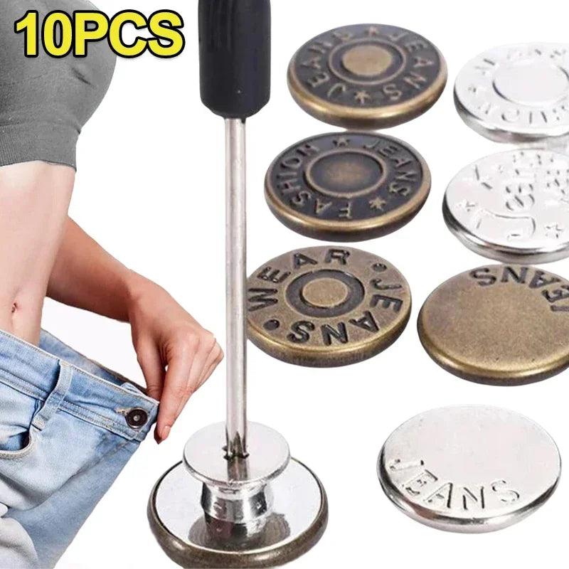 Metal Jeans Buttons Repair Kit - 10Pcs 17mm No-Sew Screw-on Replacement Set  ourlum.com   