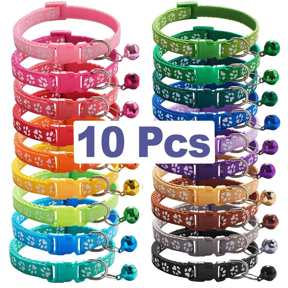 Adjustable Nylon Dog Collar Set with Bell - 10 Pack  ourlum.com   