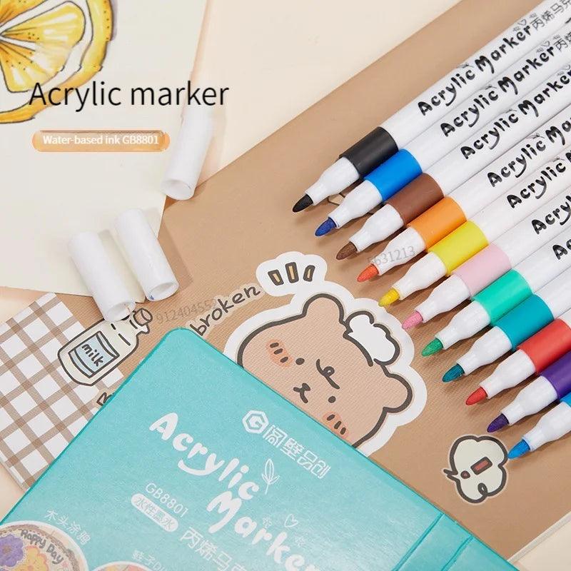 Acrylic Paint Pens Set - Kids Rock Painting Kit with 12/60 Colors for Ceramic, Glass, Wood - Art Supplies for Children  ourlum.com   