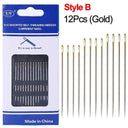 Elderly Friendly Stainless Steel Blind Sewing Needles Set - 12 Piece Kit  ourlum.com B Gold  