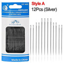 Elderly Friendly Stainless Steel Blind Sewing Needles Set - 12 Piece Kit  ourlum.com A Silver  