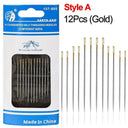 Elderly Friendly Stainless Steel Blind Sewing Needles Set - 12 Piece Kit  ourlum.com A Gold  