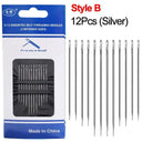 Elderly Friendly Stainless Steel Blind Sewing Needles Set - 12 Piece Kit  ourlum.com B Silver  