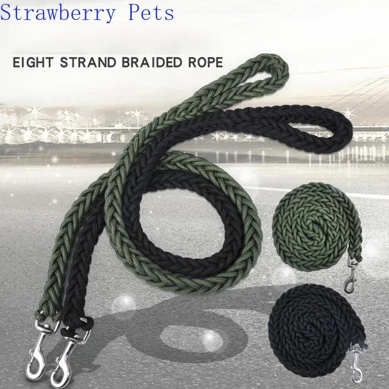 Army Green Double Row Nylon Dog Leash and Collar Set for Medium to Large Dogs  ourlum.com   