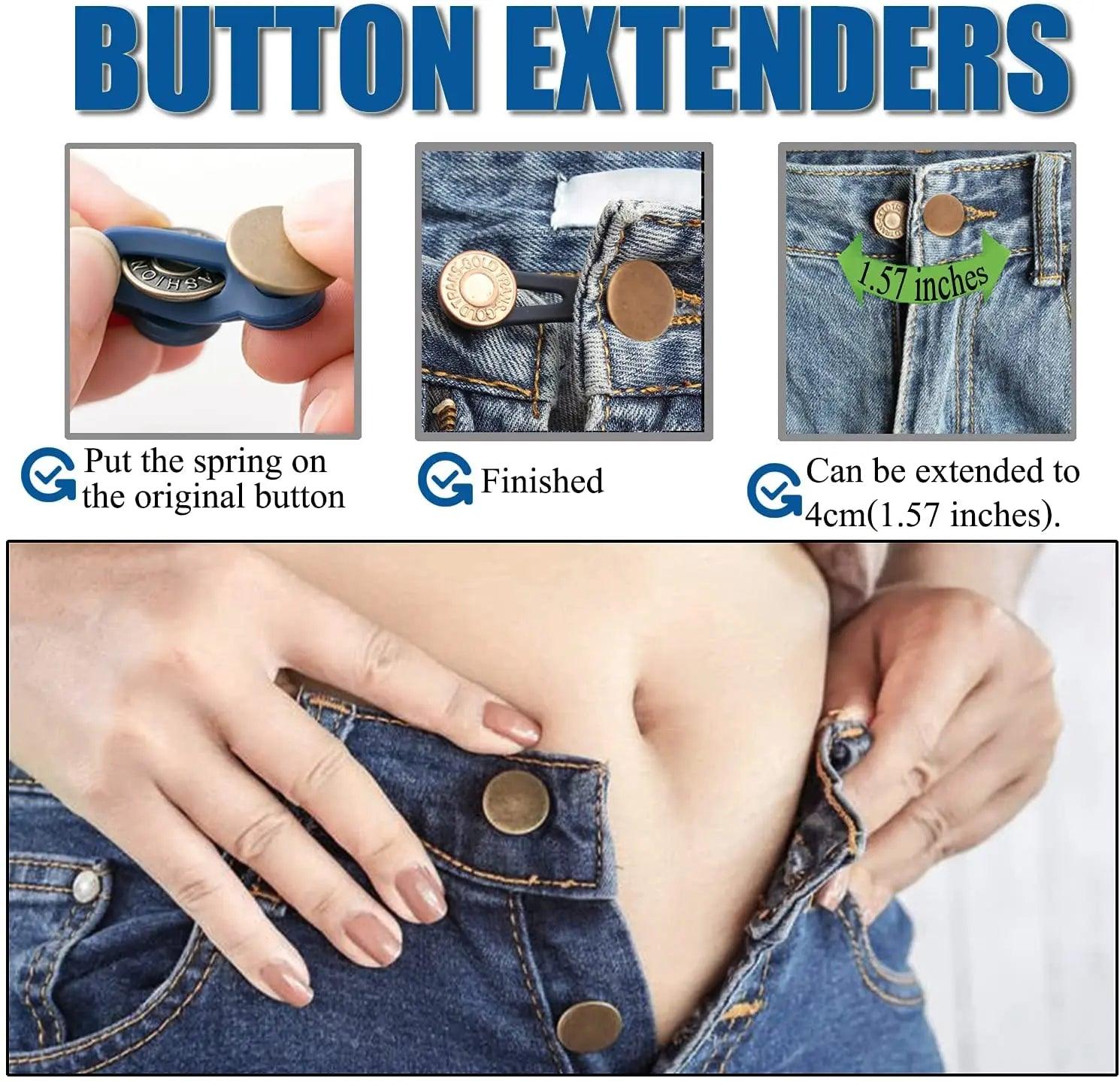 Metal Waistband Extender Set - Adjustable Button Expanders for Pants and Jeans  ourlum.com   
