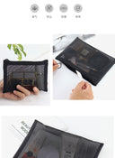 Large Capacity Portable Outdoor Travel Makeup Bag Black Transparent Mesh Storage