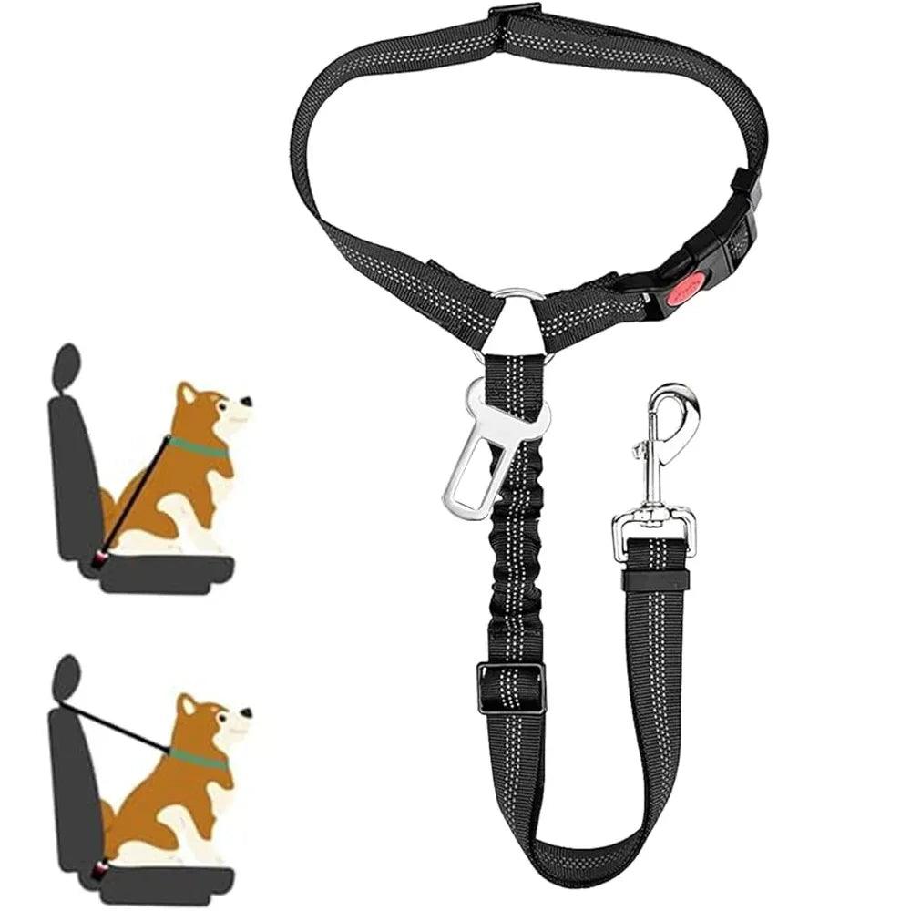 Enhanced Safety 2-in-1 Dog Car Seatbelt with Reflective Adjustable Restraint for Dogs  ourlum.com   