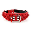 Sharp Spikes Studded Leather Dog Collar for Medium to Large Dogs - Adjustable and Edgy  ourlum.com Red Red Spike S 