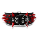 Sharp Spikes Studded Leather Dog Collar for Medium to Large Dogs - Adjustable and Edgy  ourlum.com Black Red Spike S 