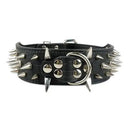 Sharp Spikes Studded Leather Dog Collar for Medium to Large Dogs - Adjustable and Edgy  ourlum.com Black S 