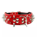 Sharp Spikes Studded Leather Dog Collar for Medium to Large Dogs - Adjustable and Edgy  ourlum.com Red S 