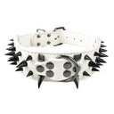 Sharp Spikes Studded Leather Dog Collar for Medium to Large Dogs - Adjustable and Edgy  ourlum.com White Black Spike S 