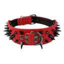 Sharp Spikes Studded Leather Dog Collar for Medium to Large Dogs - Adjustable and Edgy  ourlum.com Red Black Spike S 