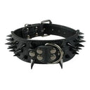 Sharp Spikes Studded Leather Dog Collar for Medium to Large Dogs - Adjustable and Edgy  ourlum.com Black Black Spike S 