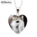 Cartoon Cats Pattern Heart Glass Dome Necklace - Cute Handmade Animal Jewelry  ourlum.com   