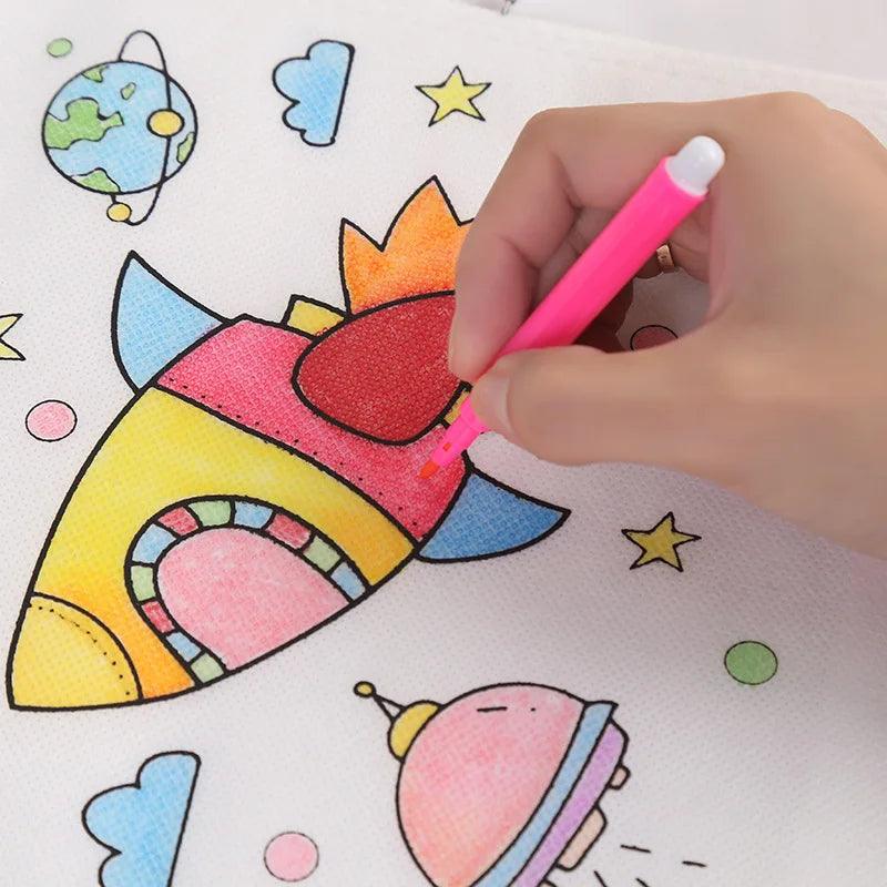 Creative DIY Graffiti Bag Set with Coloring Markers for Kids - Handmade Non-Woven Bags for Arts and Crafts  ourlum.com   