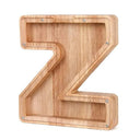 26 English Letters Wooden Coin Bank with Transparent Glass Window - Educational Piggy Bank for Kids and Adults  ourlum.com Z  