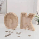 26 English Letters Wooden Coin Bank with Transparent Glass Window - Educational Piggy Bank for Kids and Adults  ourlum.com   