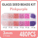 Colorful Glass Seed Beads Kit - DIY Jewelry Making & Crafts  ourlum.com PinkPurple-3mm 1 box 