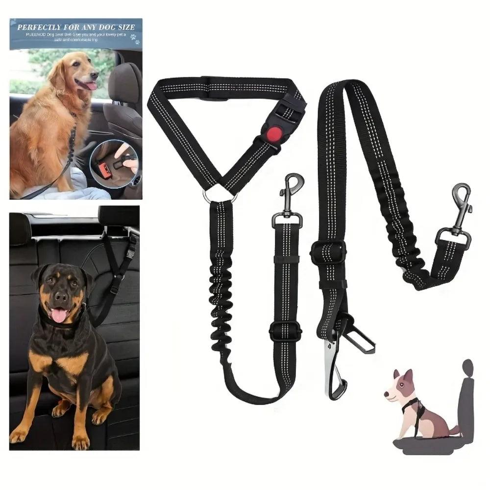 Dog Car Safety Belt Set with Elastic Bungee and Reflective Design  ourlum.com Type A  