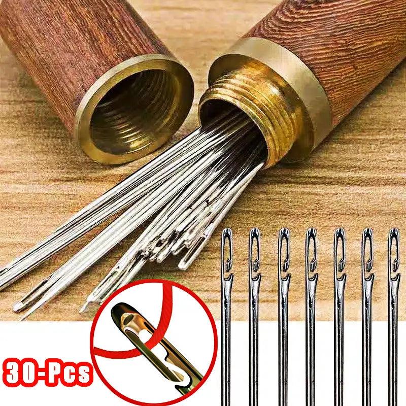 EasyThread Sewing Needles Set - 30 Pieces Stainless Steel Self-Threading Pins for Elderly and DIY Sewing  ourlum.com   