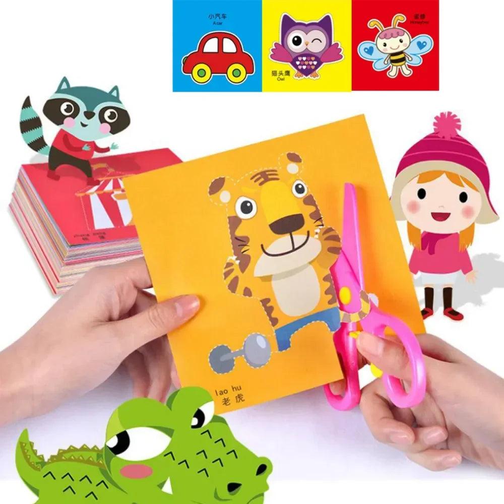Kids Cartoon Paper Cut Craft Kit - 48pcs DIY Handmade Book Crafts for Children Learning and Creativity  ourlum.com   