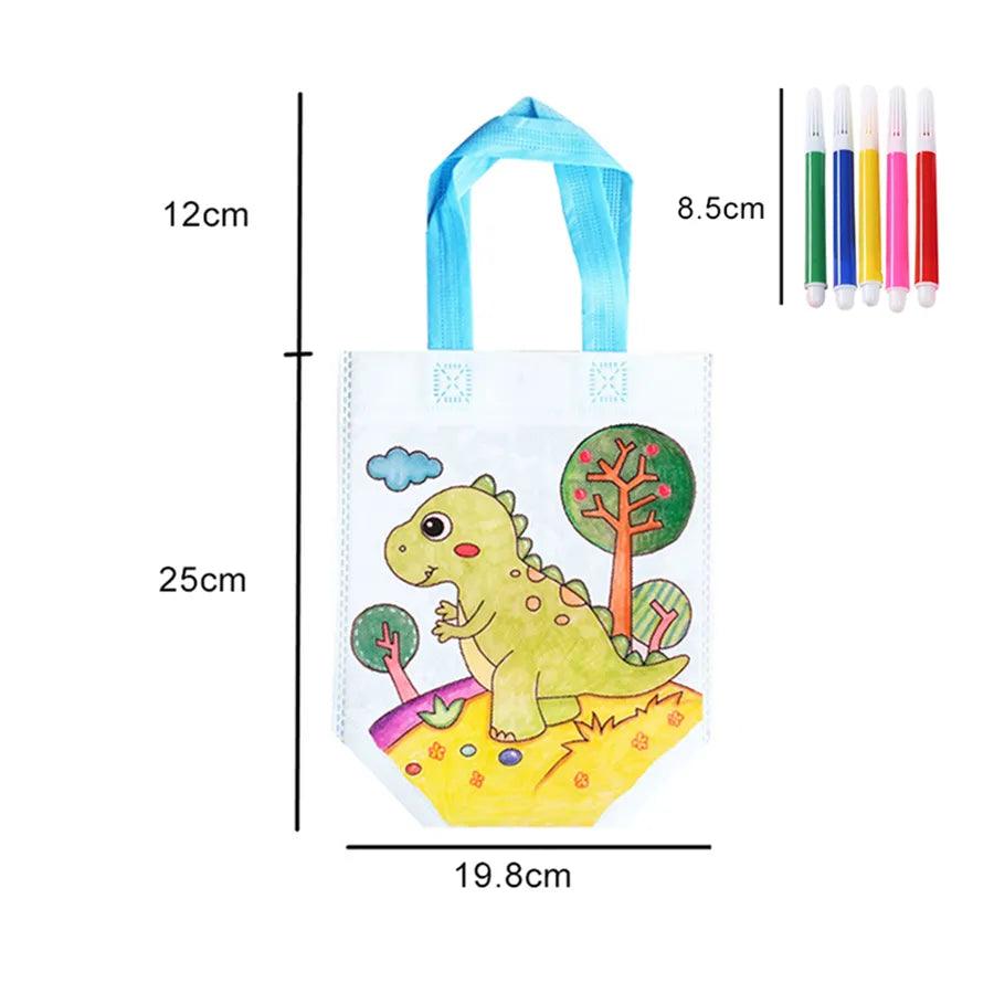 Creative DIY Graffiti Bag Kit with Coloring Markers - Kids Handmade Non-Woven Painting Set for Arts and Crafts  ourlum.com   