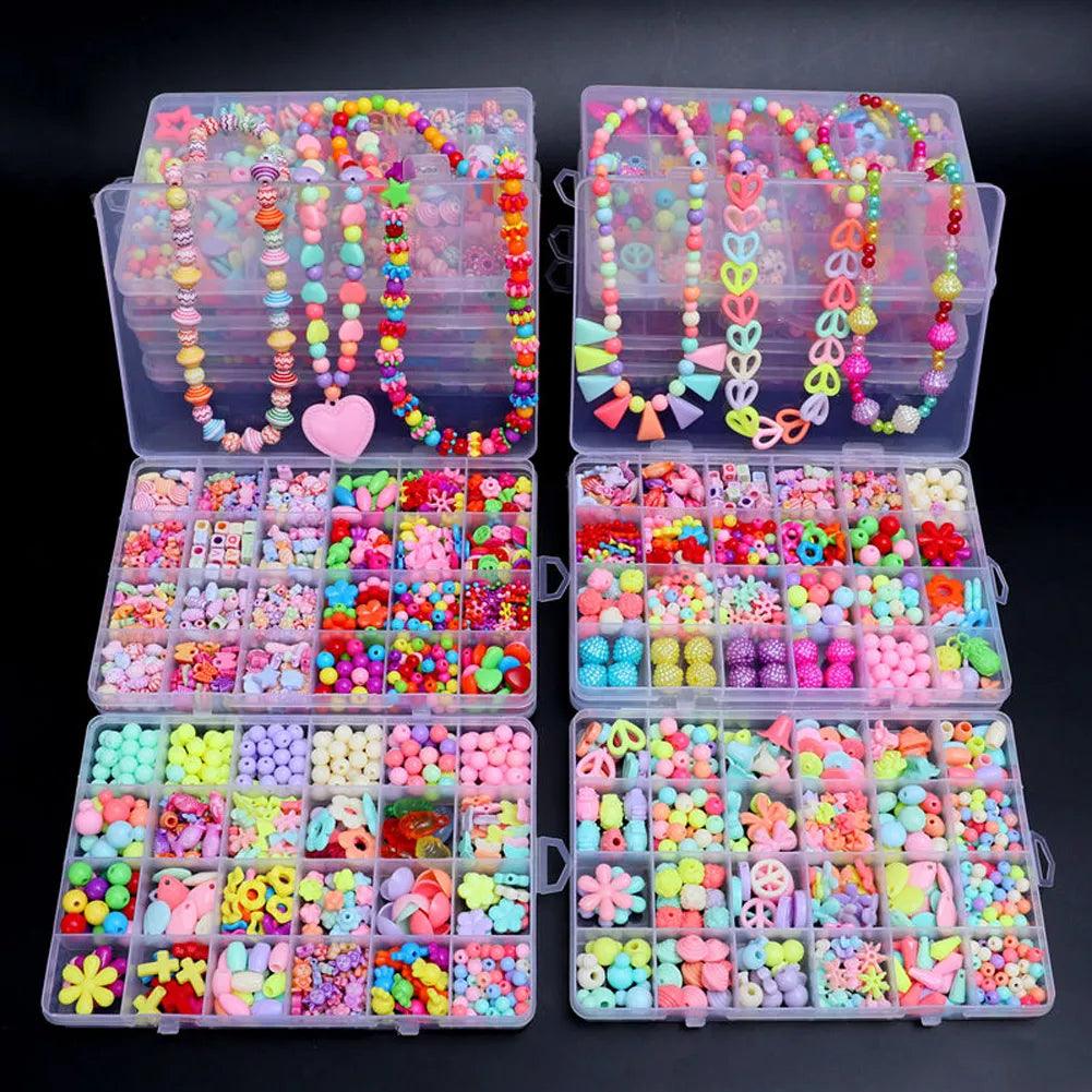 500pcs Colorful Acrylic Beads Jewelry Making Kit for Kids - Creative DIY Crafting Toy Gift  ourlum.com   