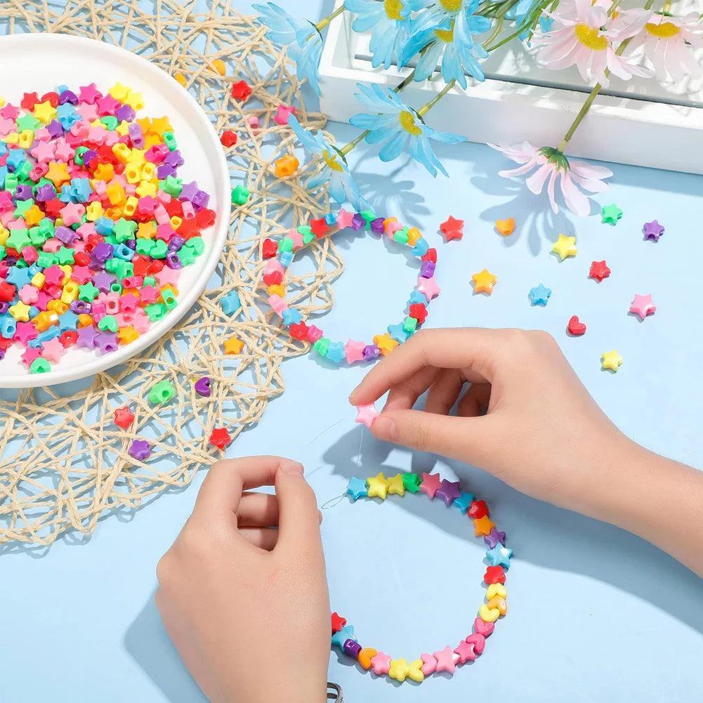 500pcs Colorful Acrylic Beads Jewelry Making Kit for Kids - Creative DIY Crafting Toy Gift  ourlum.com   