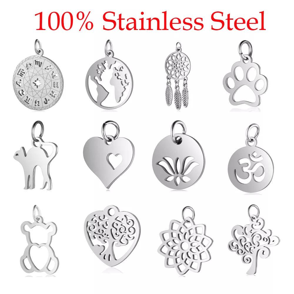 Stainless Steel Dog Paw Cat Animal Charm Collection - Set of 5 Pieces  ourlum.com   