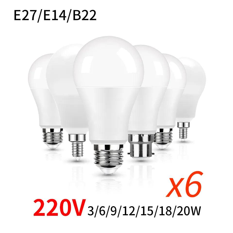 Illuminate Your Living Room with 6-Piece Pack of E27 E14 B22 LED Bulbs - Cold White Light - 3W to 20W for Brighter Spaces  ourlum.com   