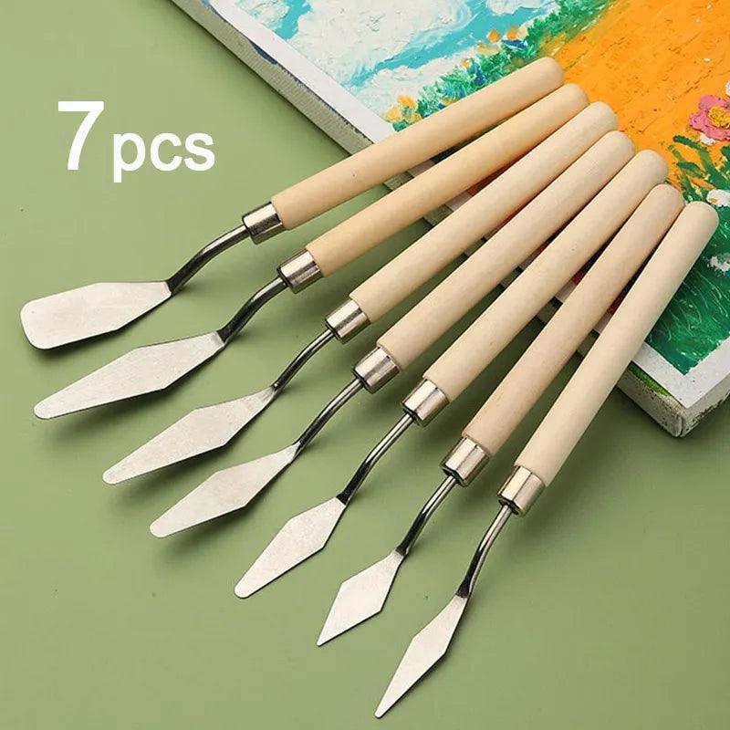 7-Piece High-Quality Stainless Steel Oil Painting Knife Set for Artists  ourlum.com   