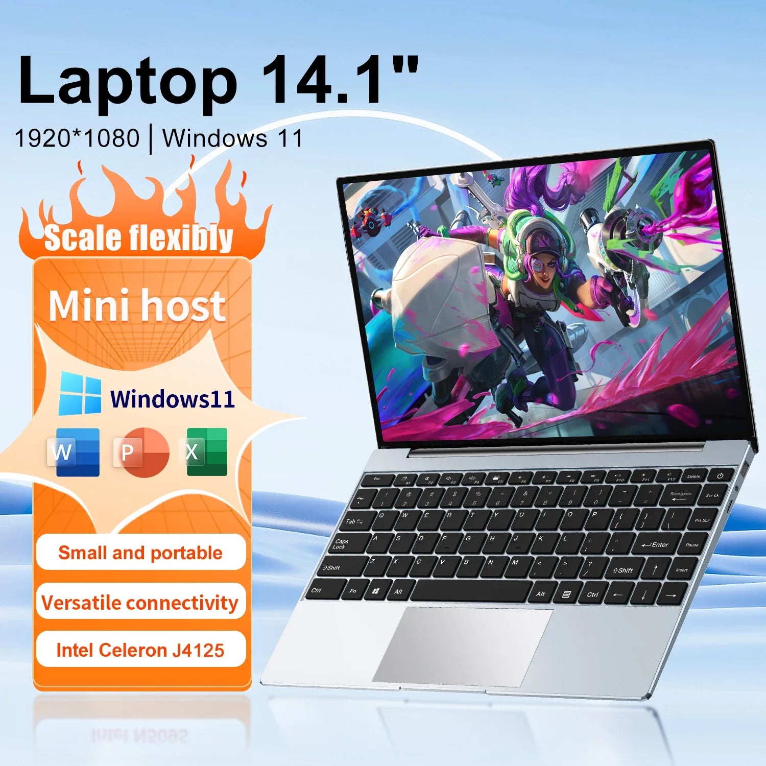 MaiChai Laptop 14.1"Intel Celeron J4125 notebook gamer 6GB RAM 1TB SSD 1920*1080 Resolution Office Study PC Computer Windows 11  ourlum.com   