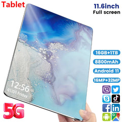 2024 5G Android Tablet 11.6" - 16GB RAM, 1TB Storage, Dual SIM, 10 Core Processor for Ultimate Performance and Connectivity