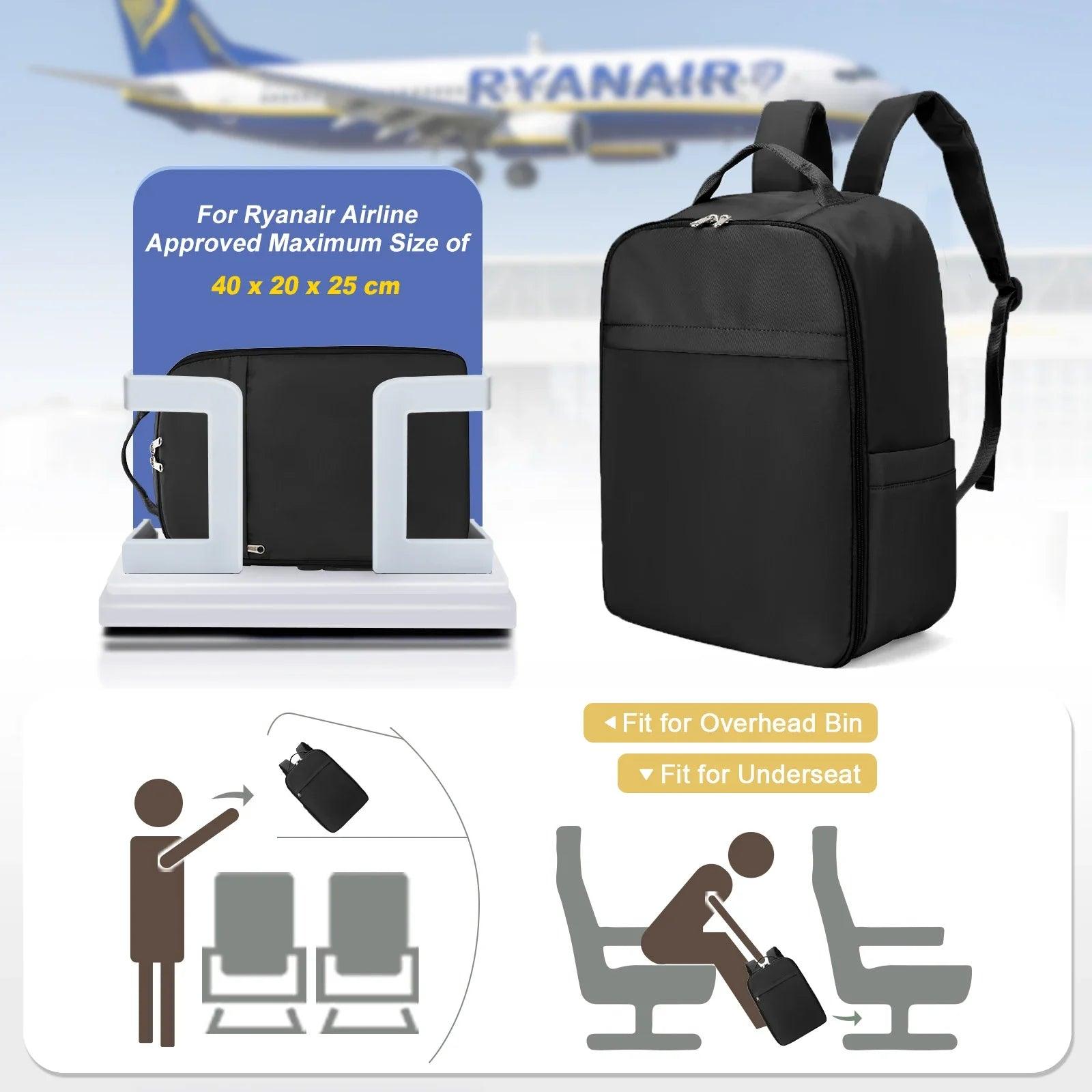 Ryanair Stylish Cabin Travel Backpack: Laptop Compartment, Air Travel Friendly  ourlum.com   