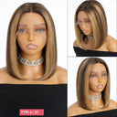 Ginger Blonde Ombre Straight Bob Lace Wig Pre Plucked Hair